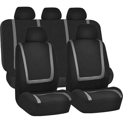 Komplettes Set Autositzbezüge, hochwertiges atmungsaktives Material, universelle Bezüge für Vorder- und Rücksitze, einfach zu montierendes Autozubehör, passend für die meisten Pkw, Lkw und SUVs (grau)