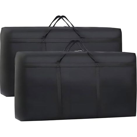 Sacs de rangement sous le lit 2 pièces 90 L – Housses renforcées et imperméables avec fermeture éclair – Pour vêtements couettes couvertures linge et déménagement – 80 x 45 x 25 cm – Noir (1/5)