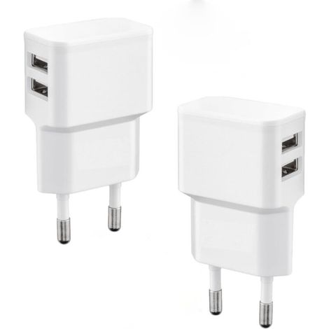 2 Pièces Double Port USB Chargeur avec Prise 5V 2.0A 2 Ports Charger Dual USB Adaptateur Universelle pour Prise Murale Téléphone Tablette Portable Montre Connectee Batterie Externe Enceinte Bluetooth (1/4)