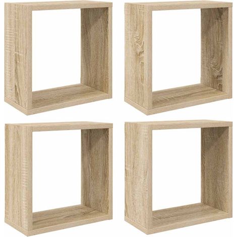 Estantes cubo de pared 4 unidades roble Sonoma 30x15x30 cm vidaXL