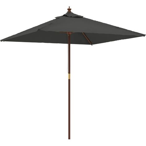 Ombrellone da giardino con palo in legno 198 x 198 x 231 cm antracite 020008333