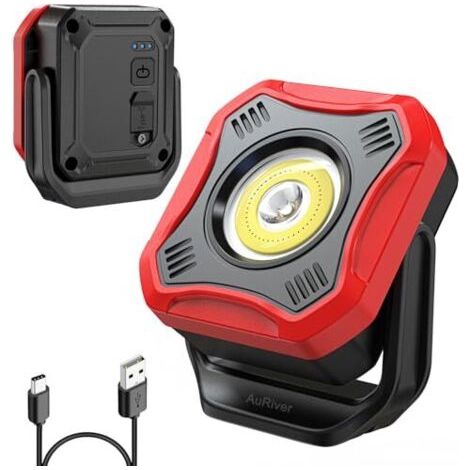 Lampe de travail à LED, lampe d'atelier super lumineuse de 1000 lumens, lampe d'inspection à batterie, 4 modes d'éclairage avec base magnétique et rotative à 180°, pour garage, atelier, camping, barbe (1/5)