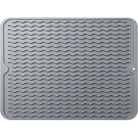 Tapis égouttoir en silicone gris, égouttoir d'évier, gris (1/5)