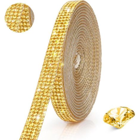 Doré - Bande Autocollante de Strass et Ruban Paillette (1/5)