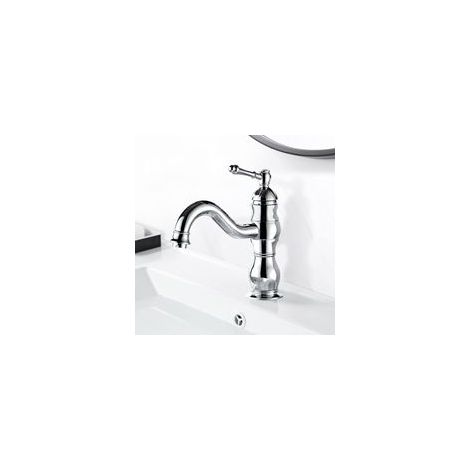 Robinet Lavabo Rétro Chromé, Pivotant à 360° Robinet Salle de Bain avec Eau Froide & Chaude Disponible, Monocommande Mitigeur Lavabo en Laiton pour Lavabo, 3/8'' Installation Standard (1/5)