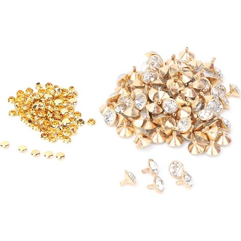 Rivets rapides incrustés de cristaux en tissu, 12 mm, à picots, pour la décoration artisanale du cuir (argenté) (1/5)
