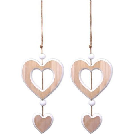 BelleRise – Set aus zwei dekorativen, herzförmigen Holzanhängern – Dekoratives Herz – Geeignet für Hochzeiten und Valentinstag (1/5)