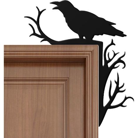 Décorations Angle Porte Déco Maison Effrayante Halloween Branche Corbeau En Autocollant Corbeau Dessus Porte Pour Cuisine Salon Couloir Entrée Porche Fenêtre Manteau Cheminée Fête (1/5)