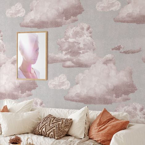 Carta da Parati Nuvole Rosa in Fogli di Carta, 250x200cm (1/5)