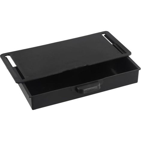 Schwarze, selbstklebende Schubladenablage für unter den Schreibtisch im Homeoffice. (1/5)