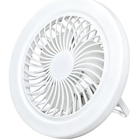 Ventilador de techo con luz LED, batería de 7200 mAh, soporte de pared grande, 3 velocidades, práctico para sala de estar o dormitorio, blanco. (1/5)