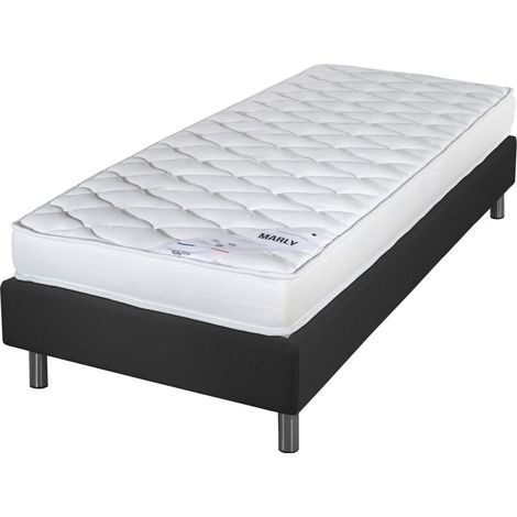 Matelas et sommier 90x190 Marly - Newkit - Soutien ferme - Sommier démonté - Gris (1/5)
