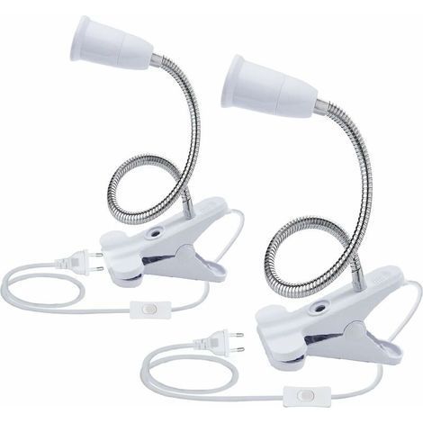 2PCS LED Table Lamp Base E27 Clamp Bulb Socket Gooseneck Lamp Holder Base Table Lamp Clip Base with Switch 360° Socket Lamp for Reading, Makeup (1/5)