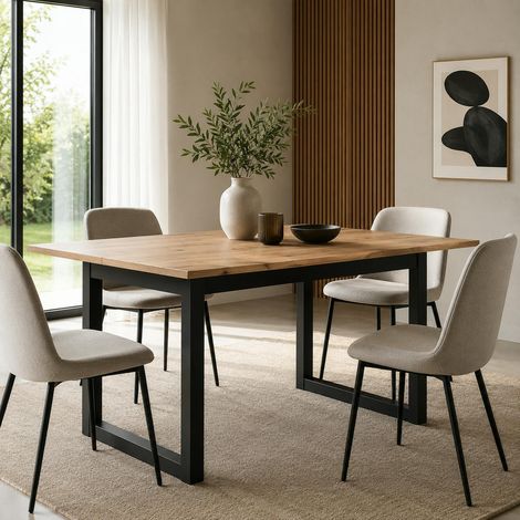 Table à manger extensible effet chêne 120-160 cm ALVA (1/5)