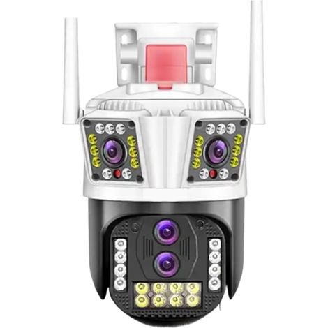 Caméra de sécurité à Domicile Caméra extérieure PTZ IP 16mp 8K, Quatre objectifs, Trois écrans, Zoom Hybride 10X, Suivi Automatique, Audio, caméra de sécurité étanche IP66(16MP Add 32G Card) (1/5)
