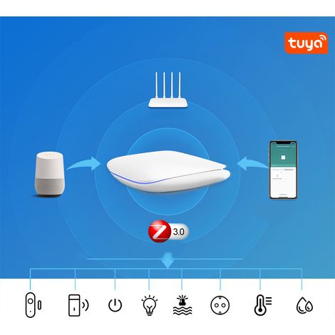 Passerelle Tuya Zigbee BT Hub pour la domotique intelligente : contrôle à distance via application smartphone, compatible avec Amazon Home. (1/5)