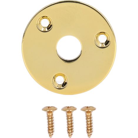 Plaque de prise jack ronde en métal pour guitare basse, avec vis de fixation, GT33 dorée (1/5)