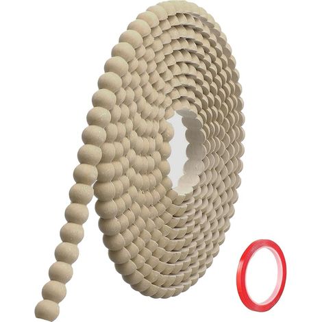 Moulure Murale Décorative Adhésive Couleur Bois (3M x 12mm) Moulure en PVC Flexible avec Bordure Perlée 3D, Baguette de Finition Hydrofuge et À Peindre pour Mur, Cadre de Miroir et Bords (1/5)