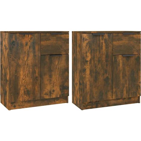 Maison Exclusive - Credenze 2 pz Rovere Fumo 60x30x70 cm in Legno Multistrato (1/5)