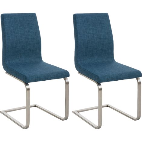 Juego de 2 sillas de comedor Belfort tapizadas en tela Azul
