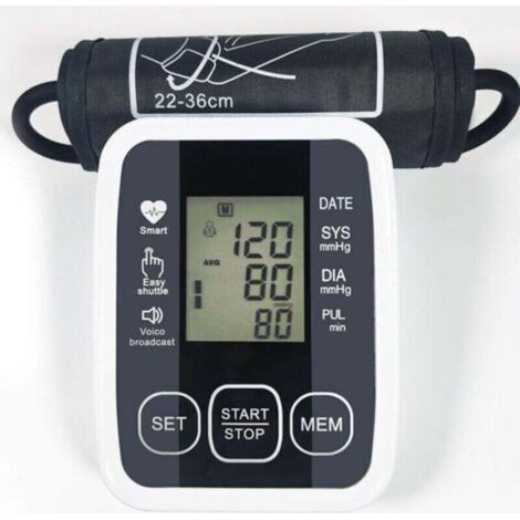 Misuratore elettronico della pressione sanguigna con bracciale regolabile (22-36 cm), misurazione automatica della pressione sanguigna, certificato medicalmente, ampio schermo LCD