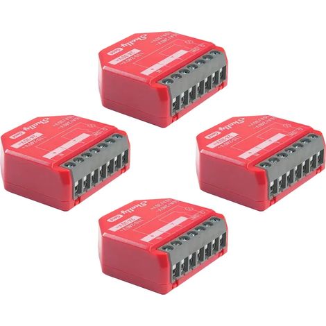 Shelly 1PM Gen4 - Switch de relè intelligente con wifi, 1 canale, 16 A, misurazione della potenza de, domotica, nessun hub richiesto, Alexa, Apple HomeKit e Google Home, Zigbee e Matter (4 unità).