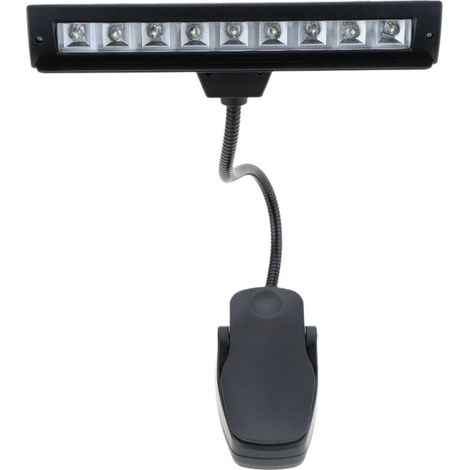 Lampe de Lecture Clipable 9 LEDs Bureau Pupitre Partition Piano Noir Éclairage (1/4)