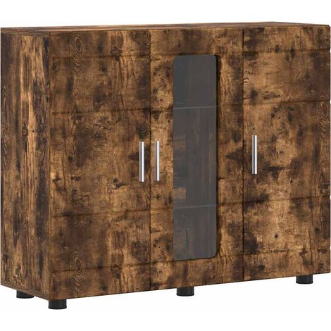 Buffet,Bahut,Meuble de Rangement Chêne fumé 55.5 x 29 x 100 cm Bois d'ingénierie CFW56754 (1/5)