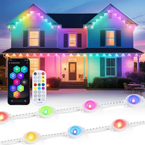 Guirlande Lumineuse Permanente 30M 72LED – DIY RGBIC Intelligente Guirlande LED Extérieure Étanche, Contrôle APP & Télécommande Modes Musique pour Toit, Gouttière, Jardin, Terrasse, Fête (1/5)