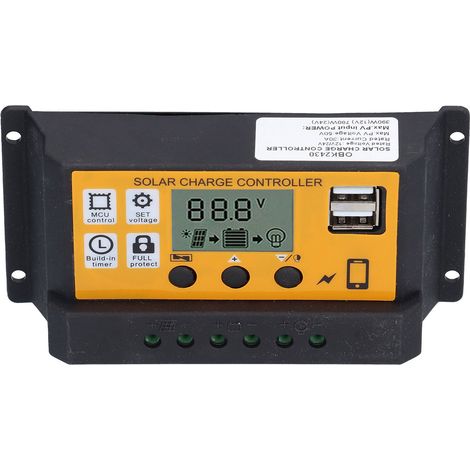 Contrôleur de charge intelligent pour la production d'énergie photovoltaïque, équipement de contrôle automatique 12 V 24 V 30 A jaune (1/5)