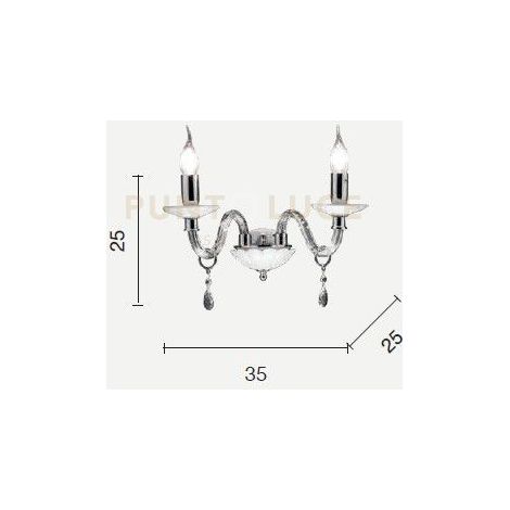 APPLIQUE LIVIA 2 LUCI OTTANIO- TRASPARENTE E CROMO ATTACCO E14 L.35CM