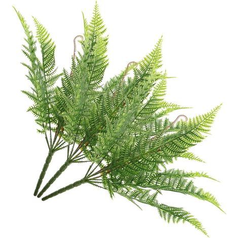 Helechos artificiales de 50 cm, juego de 2, 9 cabezas en plástico verde natural, decorativos para oficina, sala de estar, bodas y diseño de interiores. (1/5)