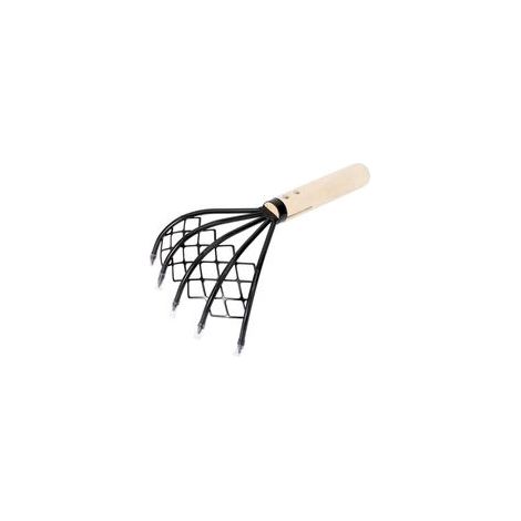 Ninja 5-Zinken-Klauenrechen mit Holzgriff und Düse für die Gartenarbeit - 26 cm - 1 Stück - Crezuo