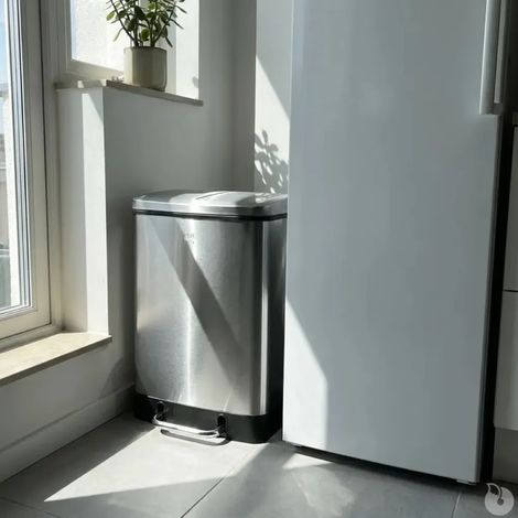 Poubelle à pédale 2 bacs acier inox brossé argenté 2x12L (1/5)