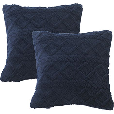 Lot de 2 housses de coussin, 45x45 cm, fermeture invisible, tissu polaire doux, pour salon chambre (1/5)