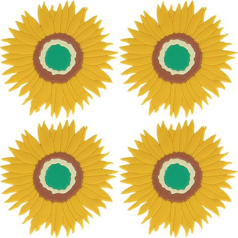 Maniques pour casseroles et poêles chaudes, accessoire de cuisine, maniques en silicone tournesol – lavables au lave-vaisselle (4 pièces) (Jaune, Petit) (1/5)
