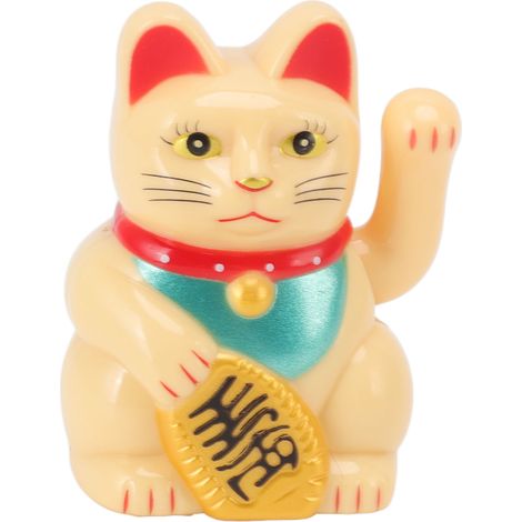 Chat porte-bonheur chinois, décoration à bras agités, lampe solaire à induction, figurine pour la maison ou la voiture, assis droit, jaune (1/5)