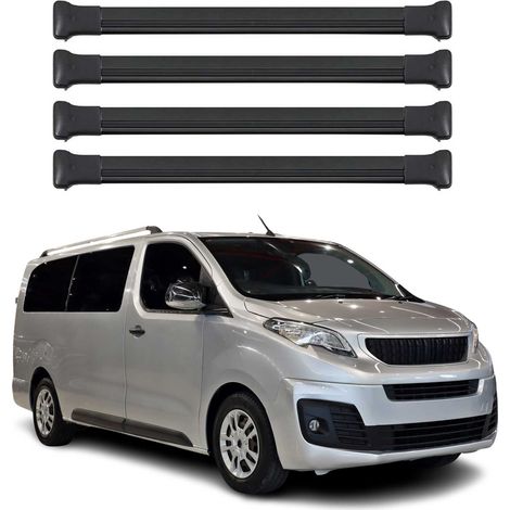 OMAC Barres de toit en aluminium pour Peugeot Expert / Traveller 2016-2026 – TÜV / DIN 75302:2019 – Charge max 75 kg – 4 barres Noir (1/4)