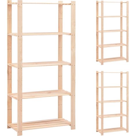 Étagères de rangement à 5 niveaux 3 pcs 80x38x170 cm Pin 250 kg (1/5)
