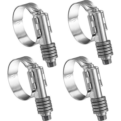 4 Pack Heavy Duty Worm Gear Pipe Clamps, Adjustable Range 304 Stainless Steel Worm Gear Drive Pipe Clamps for Water Pipes, Plumbing, (1"-1 3/4", 25-45mm) (1/5)