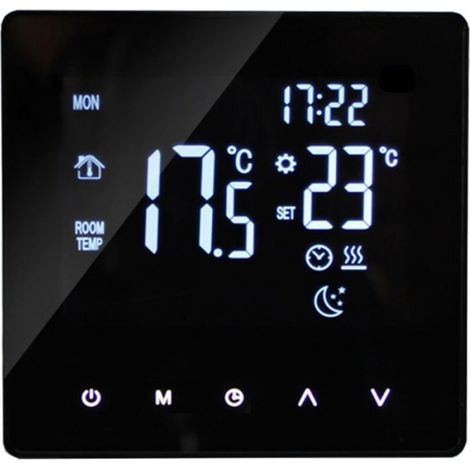 Thermostat Chauffage - Écran Tactile LCD - Programmable 5+2/6+1/7 Jours - Fonction Mémoire - 3600 W - 86x86x40 mm (1/4)