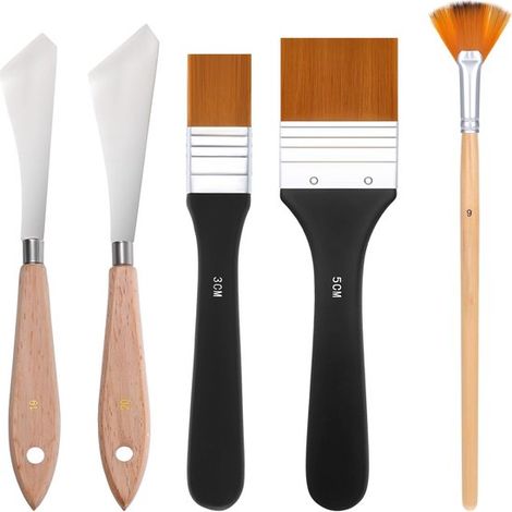 Dailygoods，Juego de 5 espátulas para pintar，Juego de pinceles profesionales，Materiales resistentes，Para pintura acrílica y al óleo (1/5)