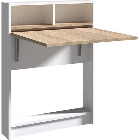 Cotecosy – Console murale gain de place 70x15 cm – Mélamine robuste – Fixation murale – Étagères intérieures – Surface facile à nettoyer