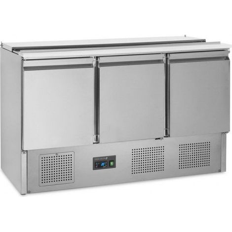 Saladette inox réfrigérée 3 x GN 1/1, rail 3 x GN 1/1, portes pleines, 235 W, 220 V - MONO (1/3)