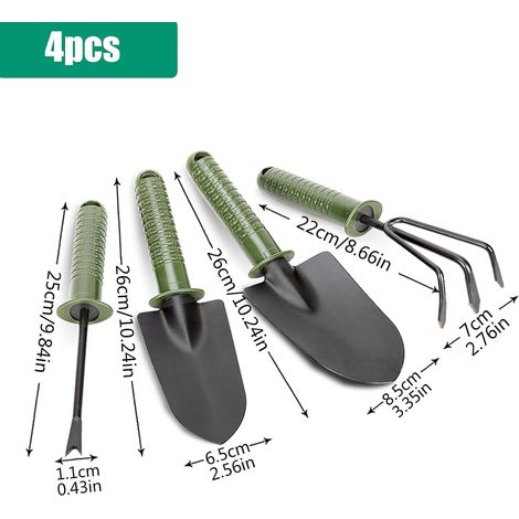 4-teiliges Gartenwerkzeug-Set Aluminiumlegierung Gartenbausätze Gartenarbeit Spatenbecher Rechen und Schaufel Set für Topfpflanzen für Gartenpflanzen Indoor Outdoor (1/5)