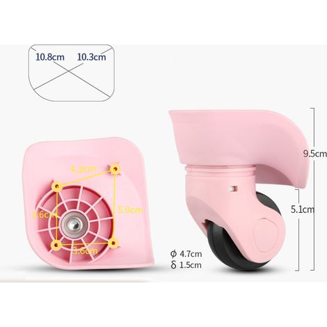 Paire de roulettes de valise universelles de rechange durables en caoutchouc silencieux multidirectionnelles pour roues de réparation de rechange valise bagages (2pcs)Grand rose