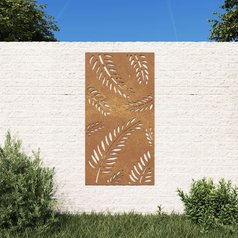 Vidaxl – Décoration murale jardin 105x55 cm en acier corten – Design feuilles anti-corrosif – Installation facile – Résistant aux intempéries