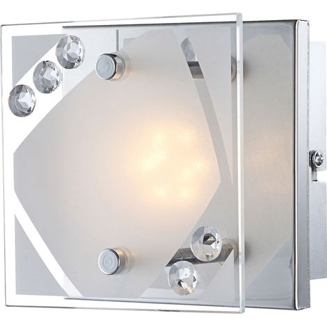 LED 4 Watt Wand Leuchte Strahler Beleuchtung Glas satiniert Kristalle Globo 41713-1 (1/2)