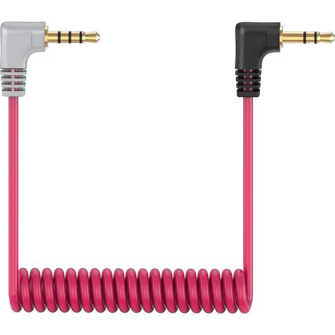 Câble Microphone TRS vers TRRS 3,5 mm - 1 Pièce - Cordon Spiralé - Connecteur Angle Droit - Pour Rode VideoMic Et Smartphones - Noir (1/5)