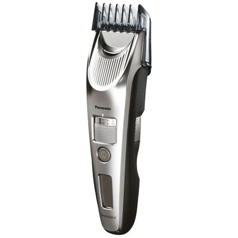 Panasonic ER-SC60-S803 Herren-Haarschneider, tragbarer wasserdichter Trimmer, optimale Klingen, 20 Einstellungen de Länge, 2 Zubehörteile, kabellos und kabelgebunden, Ladestation de, Silber (1/5)